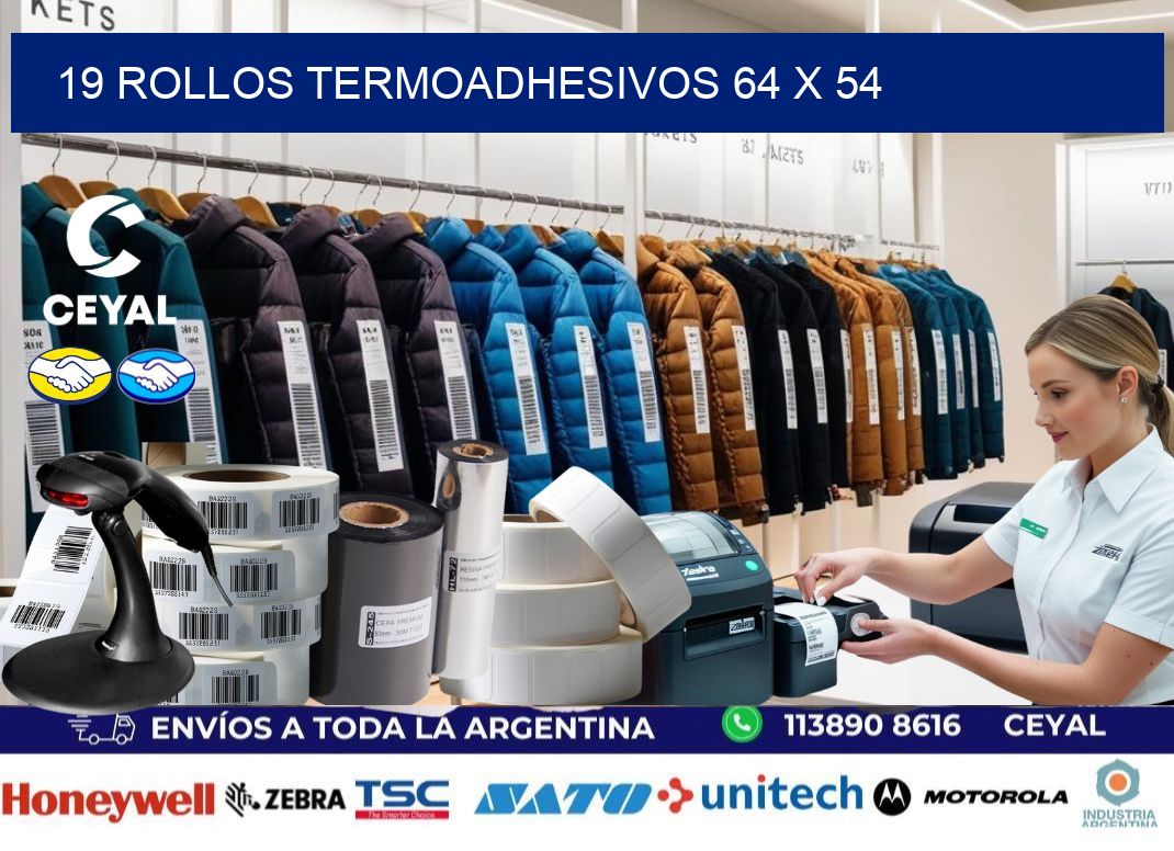 19 ROLLOS TERMOADHESIVOS 64 x 54