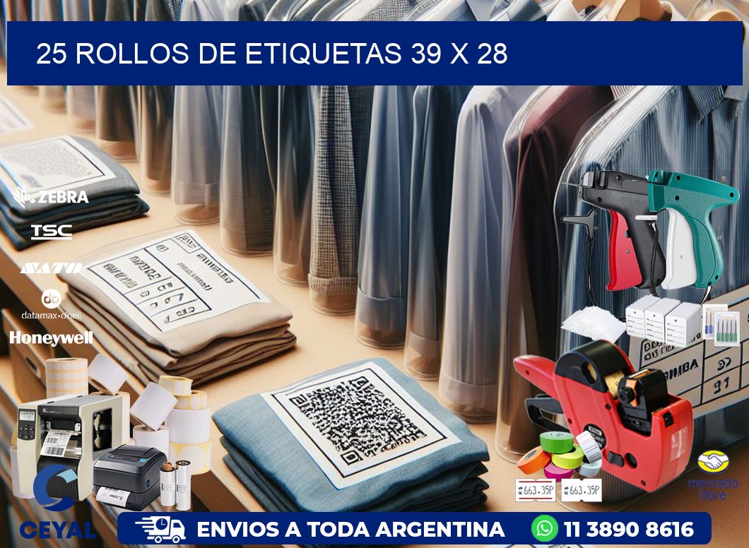 25 ROLLOS DE ETIQUETAS 39 x 28