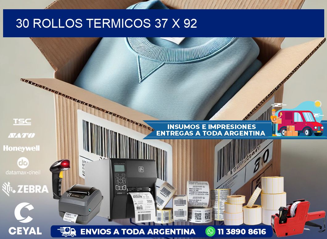 30 ROLLOS TERMICOS 37 x 92