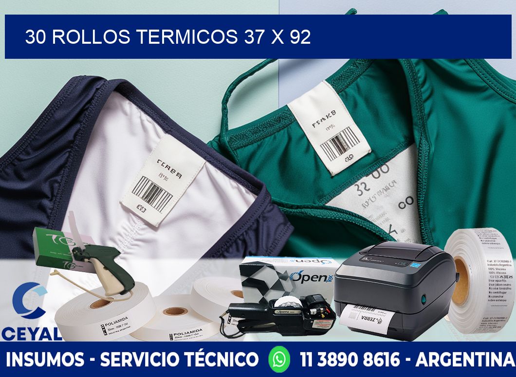 30 ROLLOS TERMICOS 37 x 92