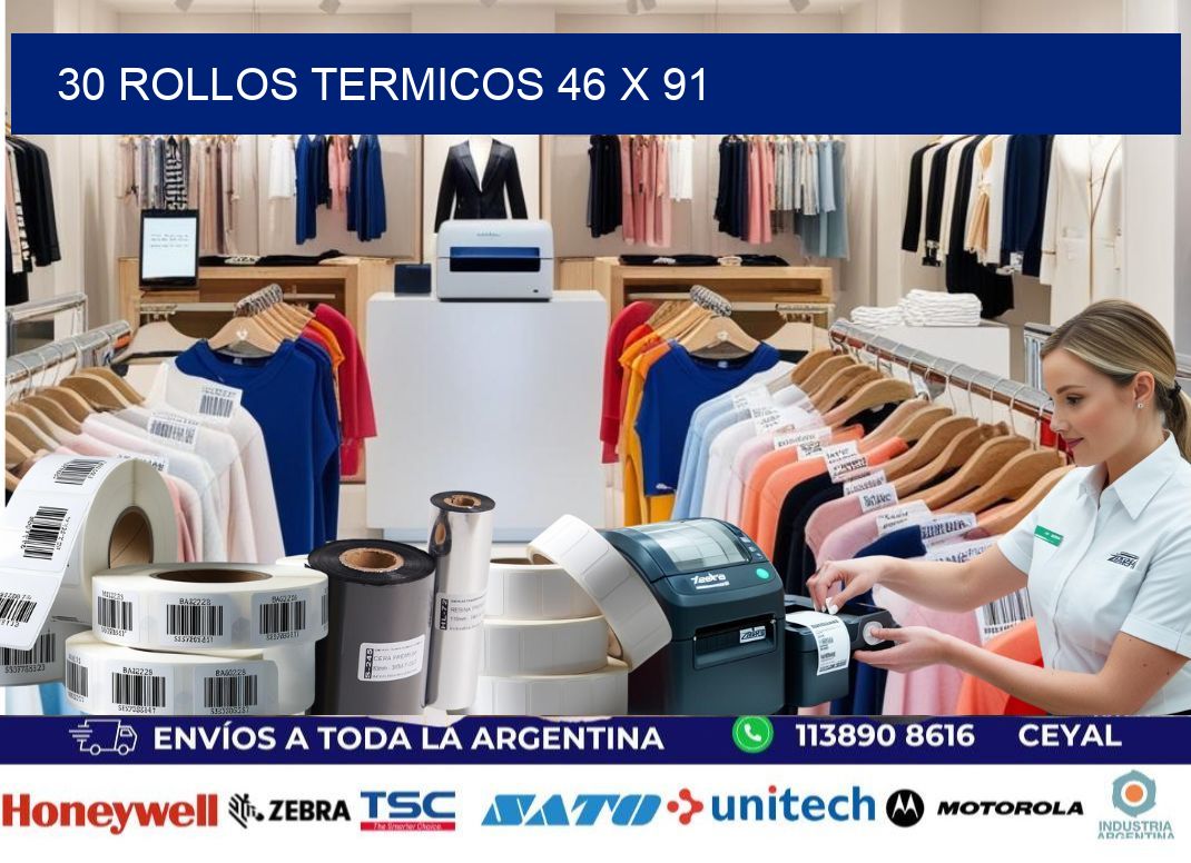 30 ROLLOS TERMICOS 46 x 91