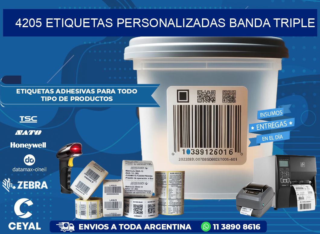 4205 Etiquetas personalizadas banda triple