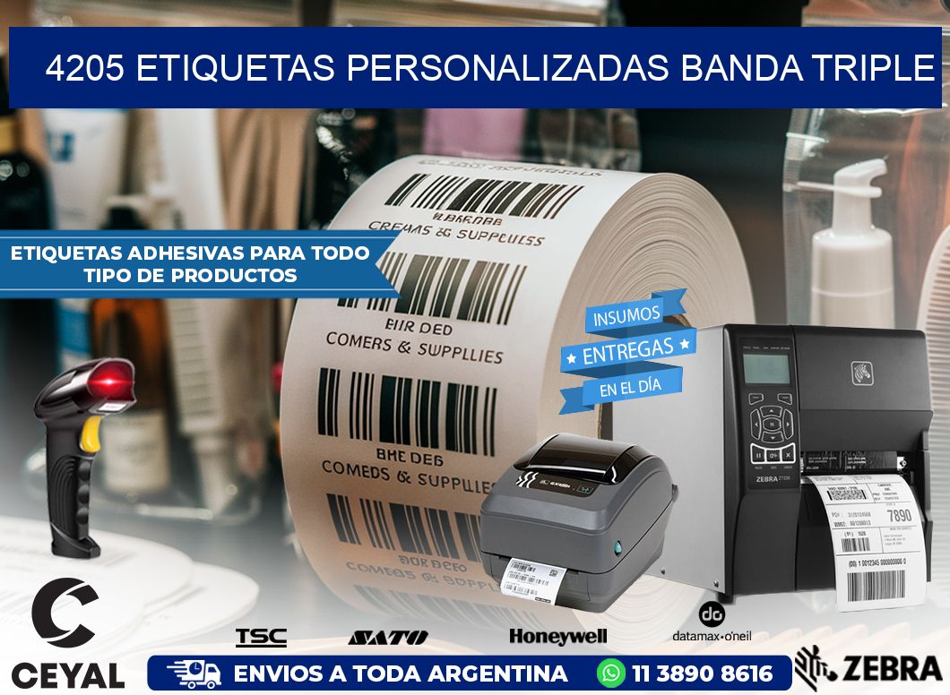 4205 Etiquetas personalizadas banda triple