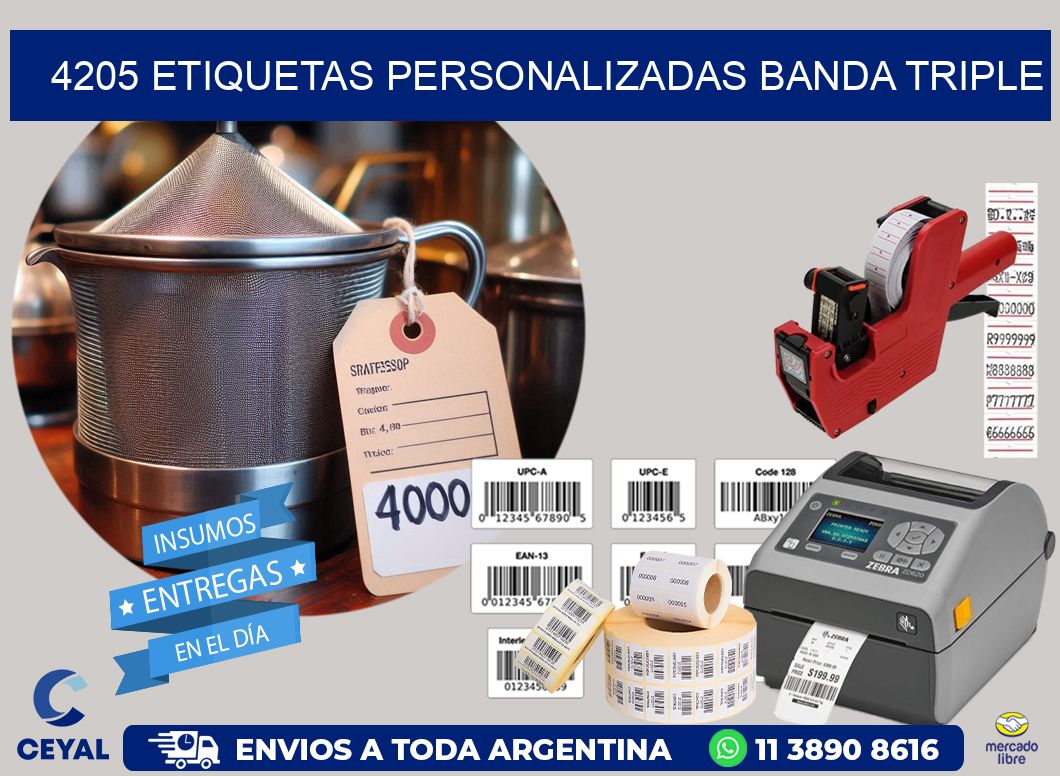 4205 Etiquetas personalizadas banda triple