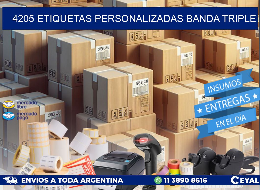4205 Etiquetas personalizadas banda triple