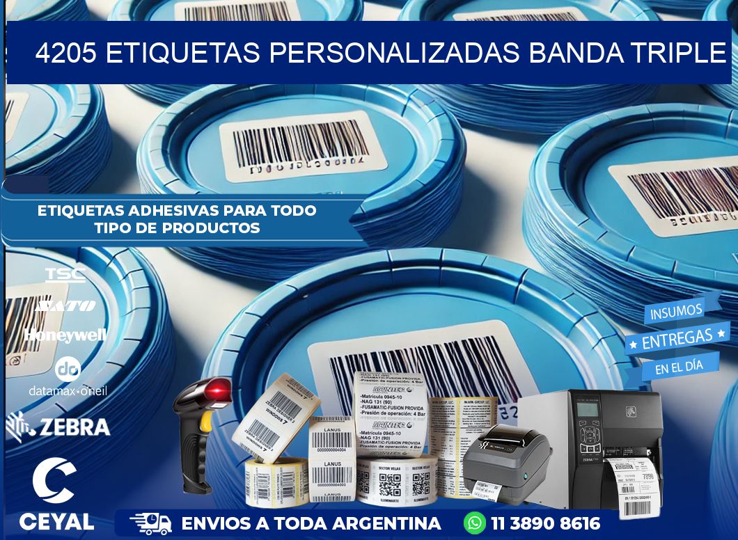 4205 Etiquetas personalizadas banda triple