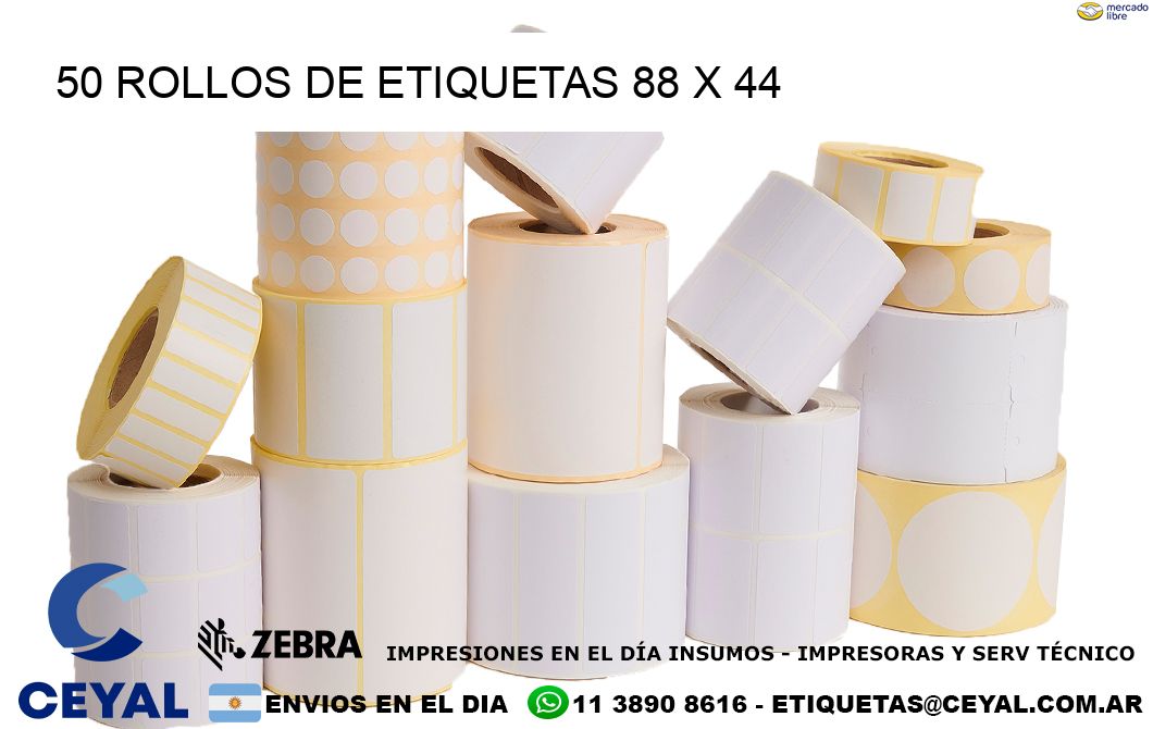 50 ROLLOS DE ETIQUETAS 88 x 44