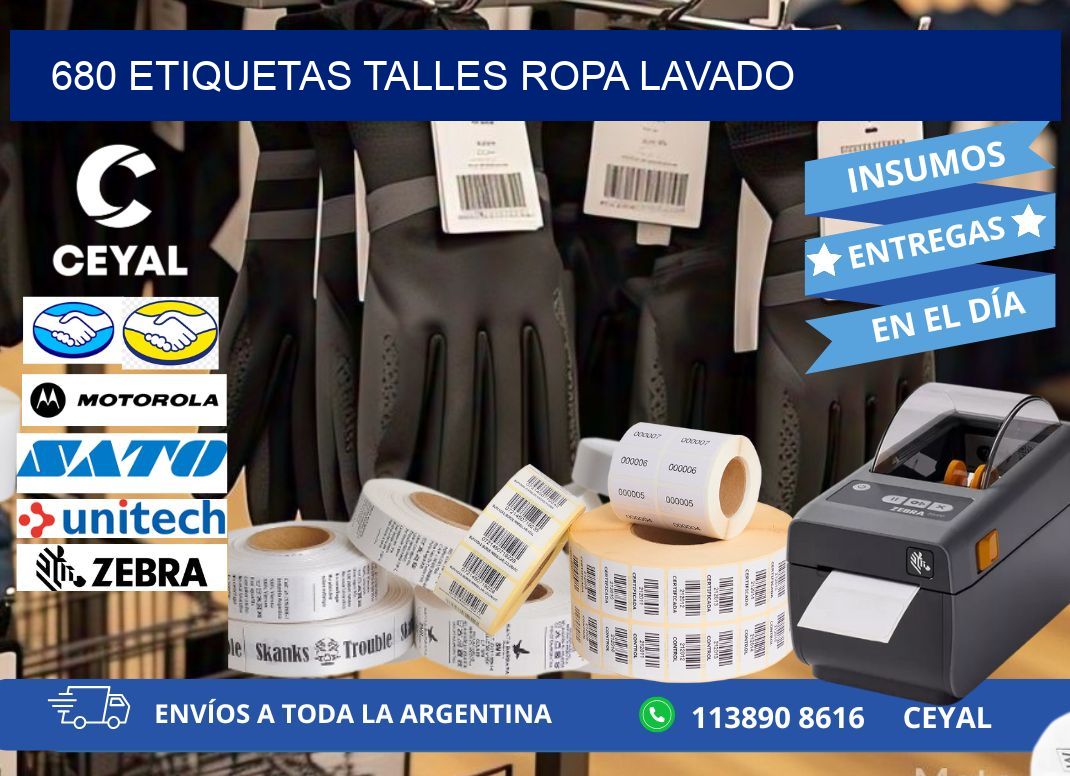 680 ETIQUETAS TALLES ROPA LAVADO