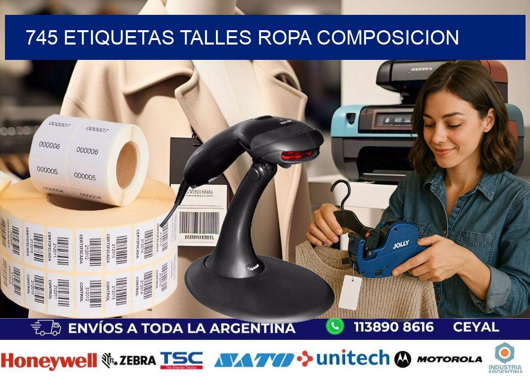 745 ETIQUETAS TALLES ROPA COMPOSICION