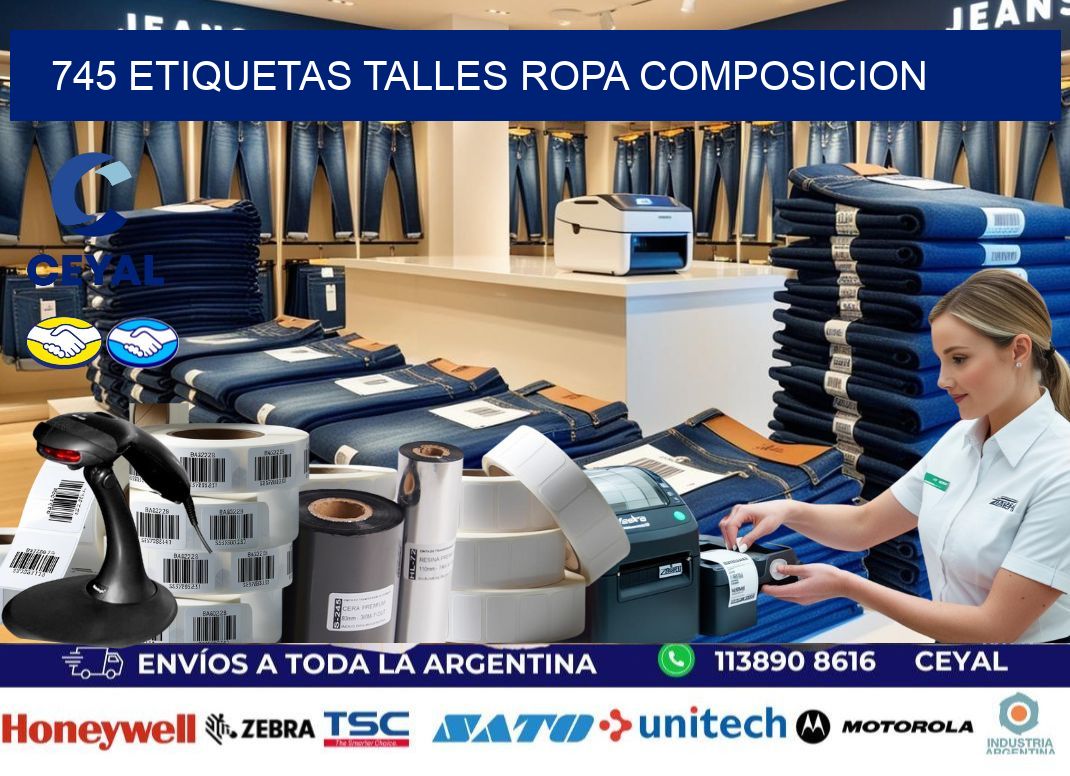 745 ETIQUETAS TALLES ROPA COMPOSICION