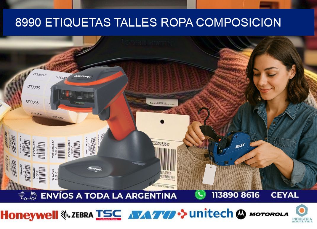 8990 ETIQUETAS TALLES ROPA COMPOSICION