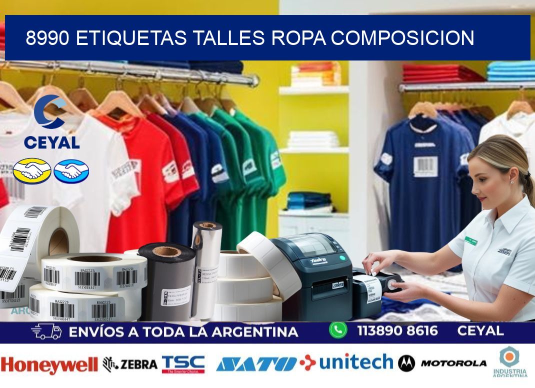 8990 ETIQUETAS TALLES ROPA COMPOSICION