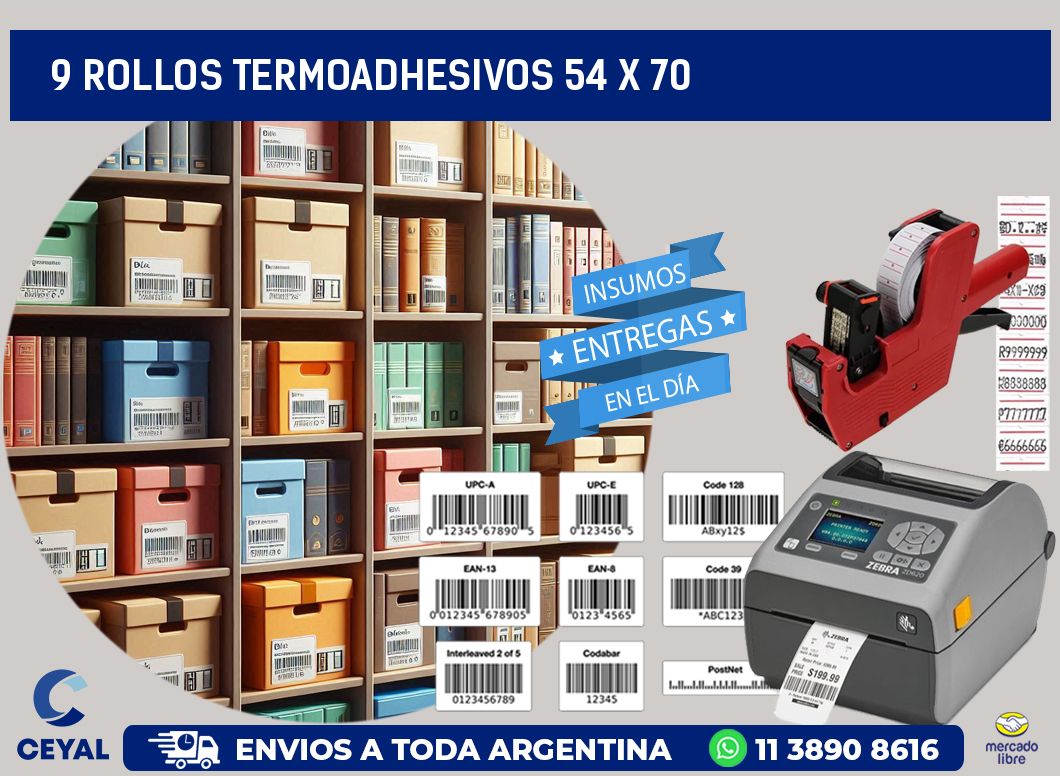 9 ROLLOS TERMOADHESIVOS 54 x 70