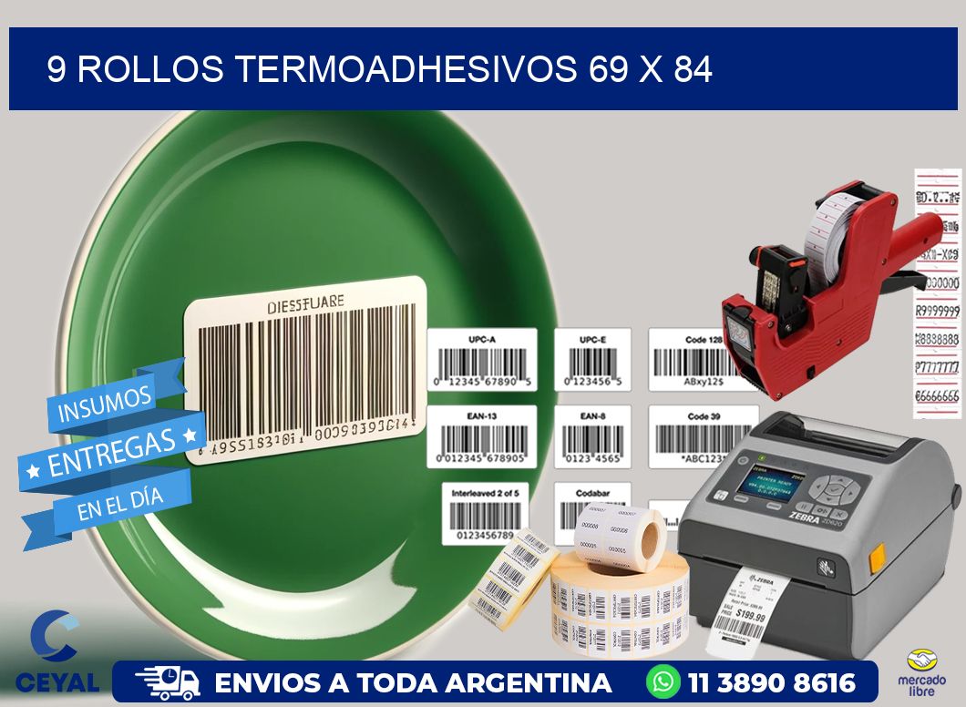 9 ROLLOS TERMOADHESIVOS 69 x 84