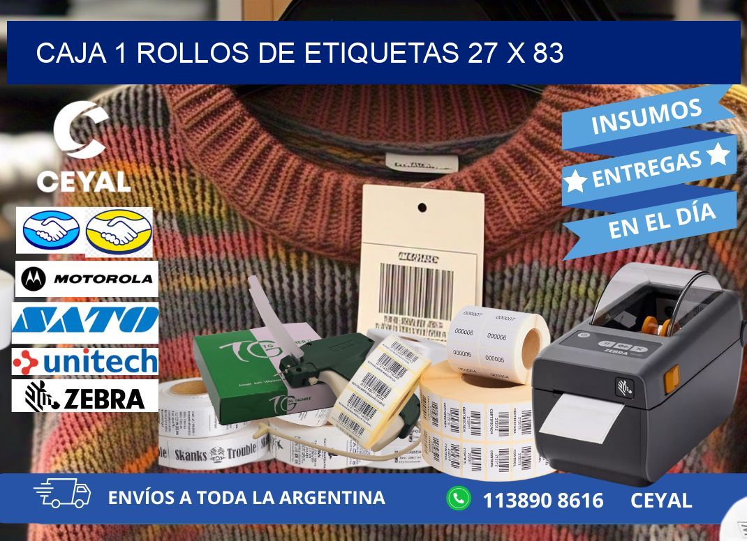 CAJA 1 ROLLOS DE ETIQUETAS 27 x 83