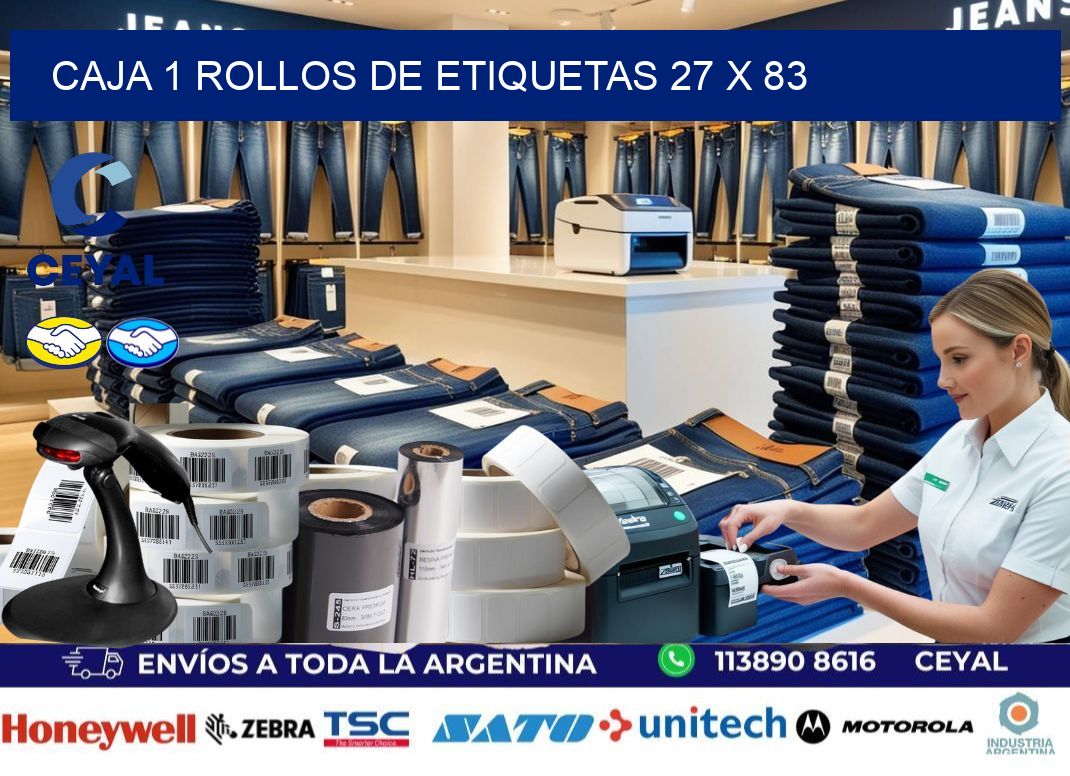 CAJA 1 ROLLOS DE ETIQUETAS 27 x 83