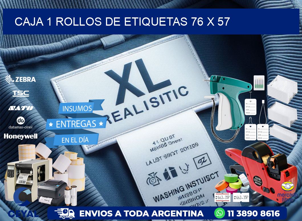 CAJA 1 ROLLOS DE ETIQUETAS 76 x 57