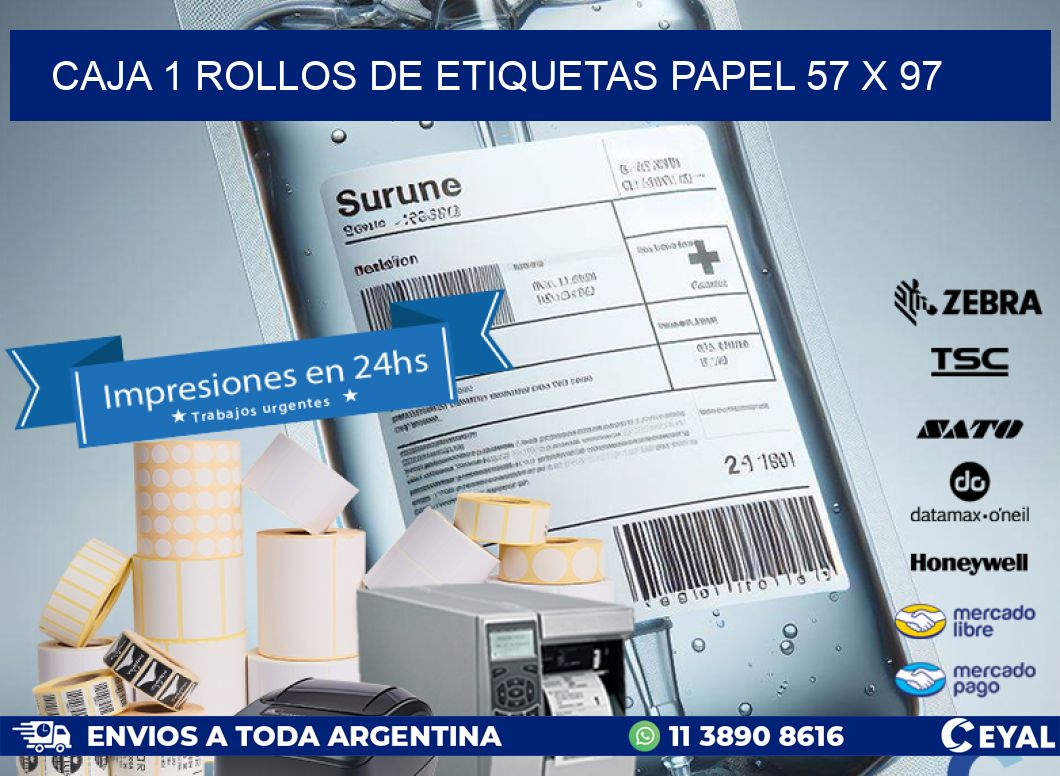 CAJA 1 ROLLOS DE ETIQUETAS PAPEL 57 x 97