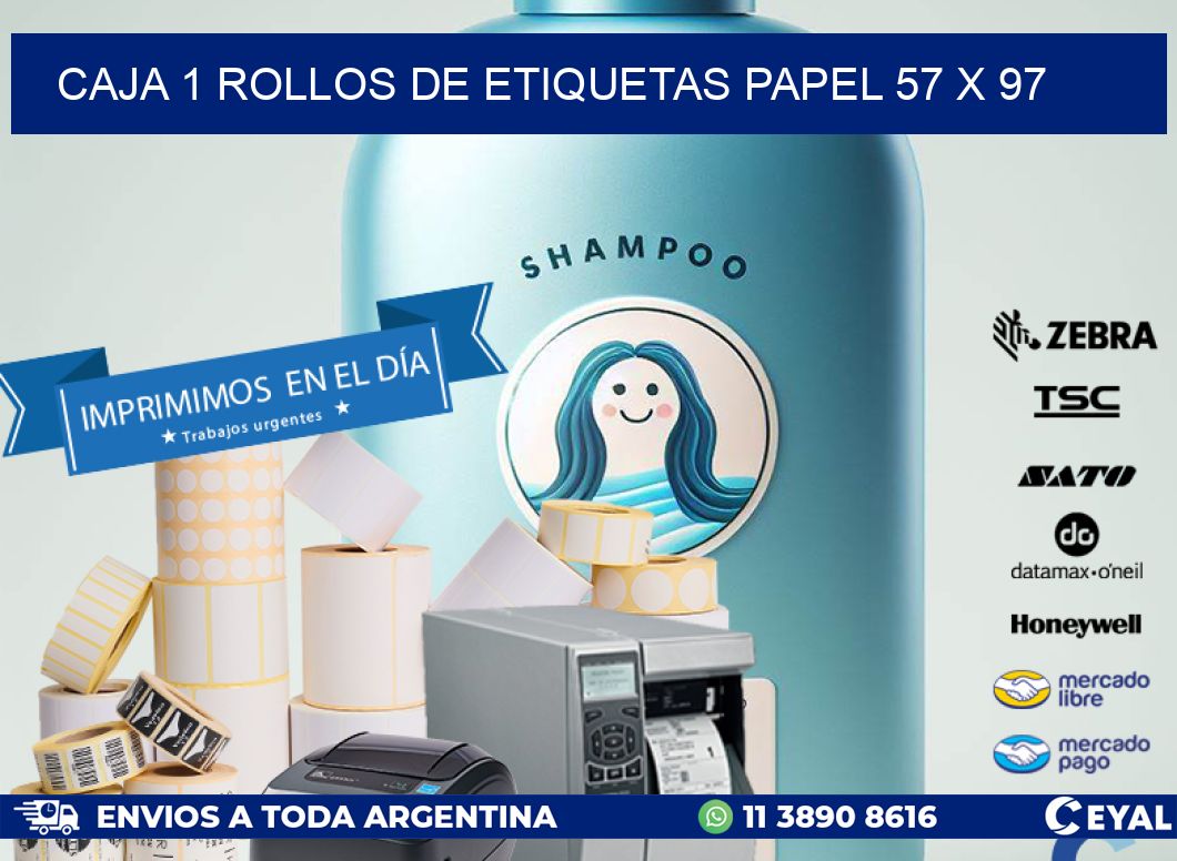 CAJA 1 ROLLOS DE ETIQUETAS PAPEL 57 x 97