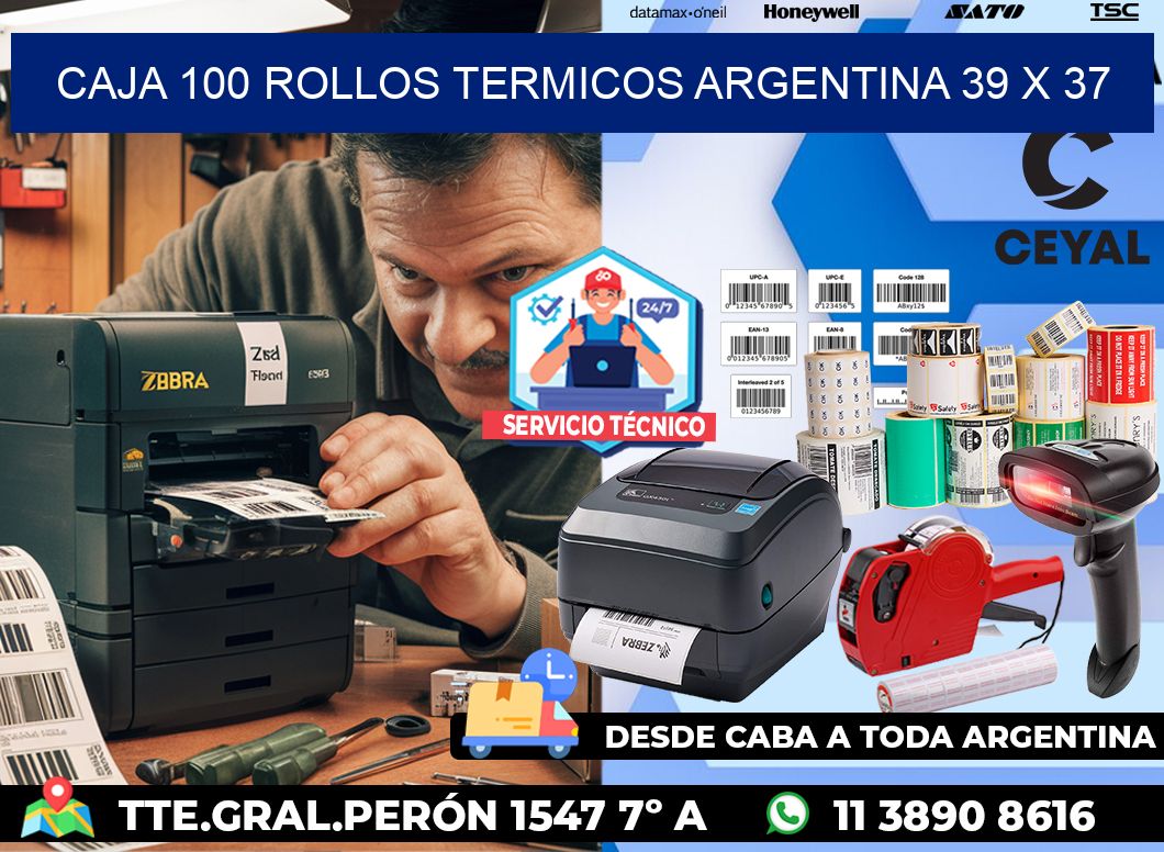 CAJA 100 ROLLOS TERMICOS ARGENTINA 39 x 37