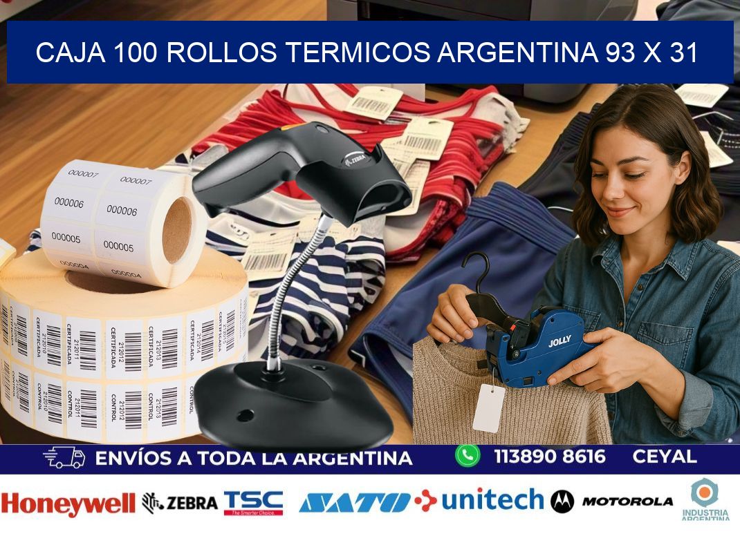 CAJA 100 ROLLOS TERMICOS ARGENTINA 93 x 31
