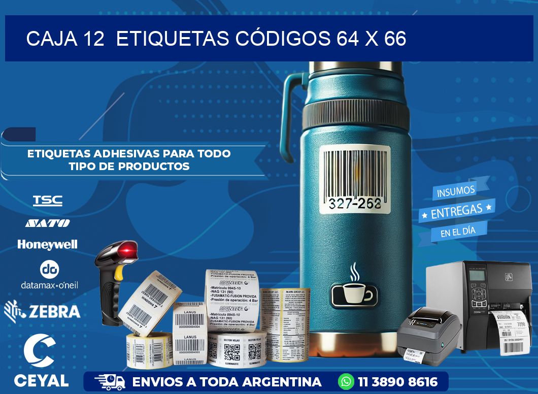 CAJA 12 ETIQUETAS CÓDIGOS 64 x 66