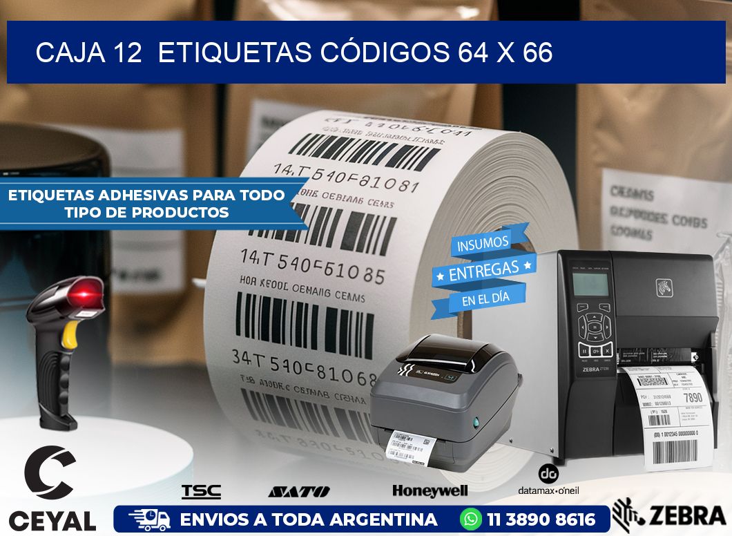 CAJA 12 ETIQUETAS CÓDIGOS 64 x 66