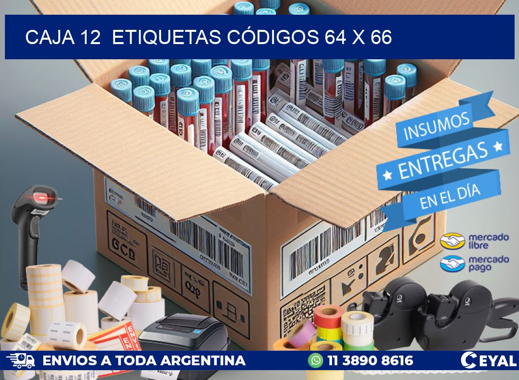 CAJA 12 ETIQUETAS CÓDIGOS 64 x 66