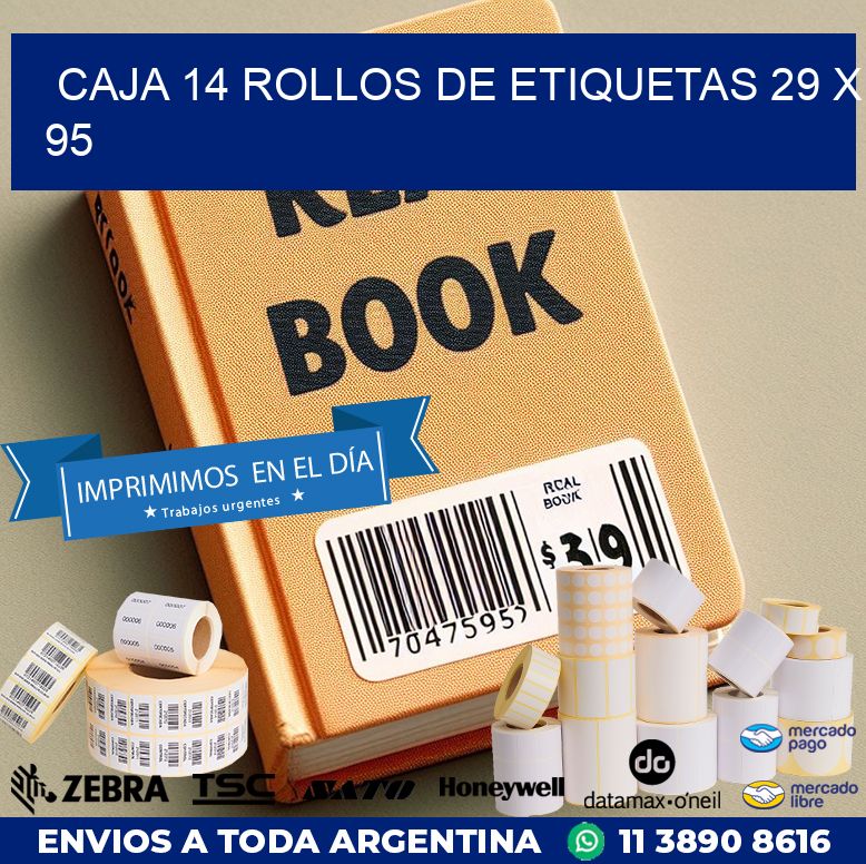 CAJA 14 ROLLOS DE ETIQUETAS 29 x 95