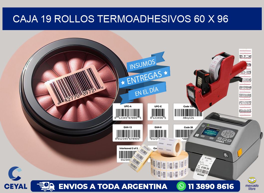 CAJA 19 ROLLOS TERMOADHESIVOS 60 x 96