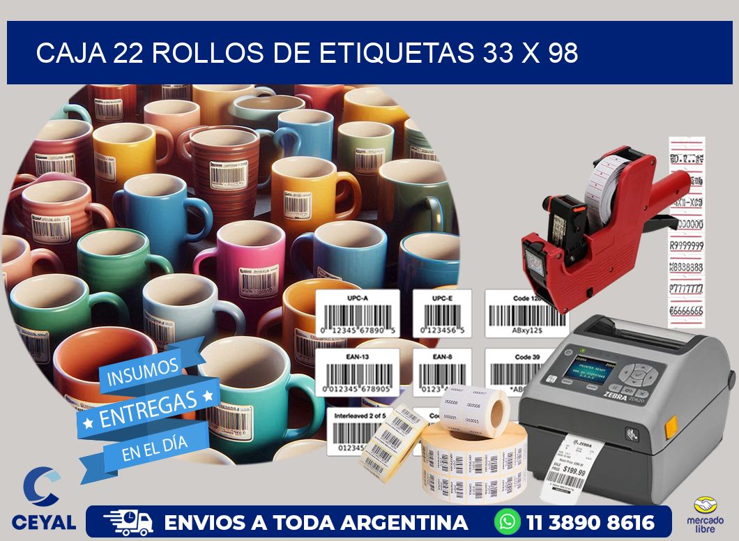 CAJA 22 ROLLOS DE ETIQUETAS 33 x 98