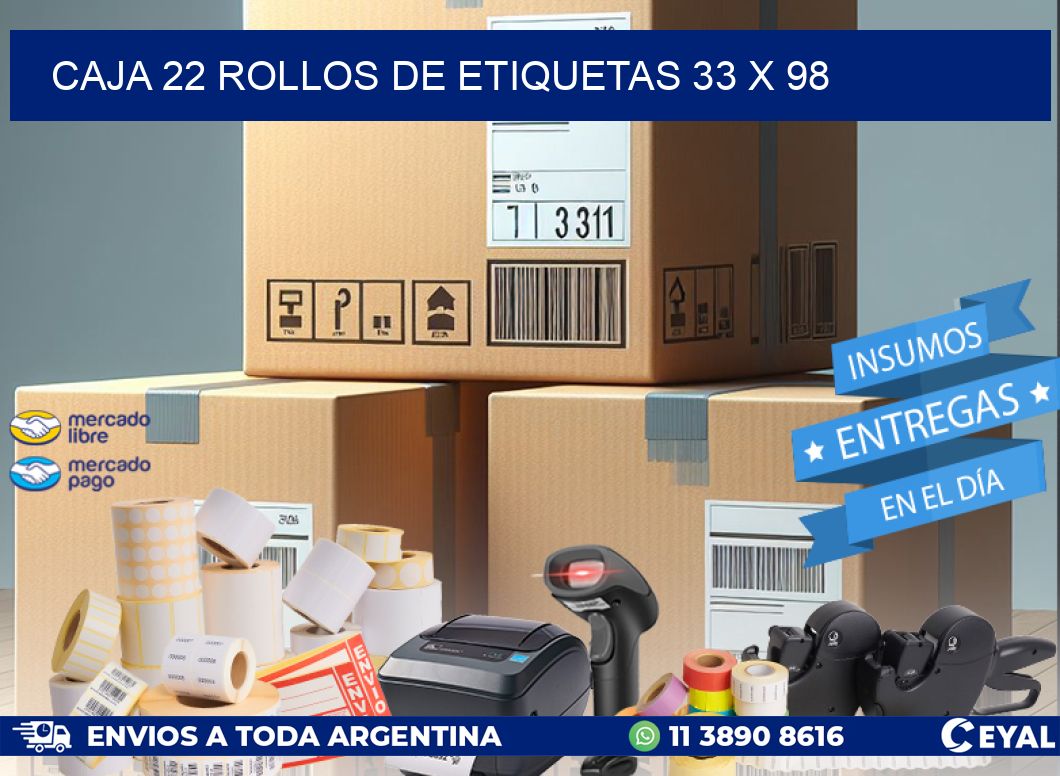 CAJA 22 ROLLOS DE ETIQUETAS 33 x 98