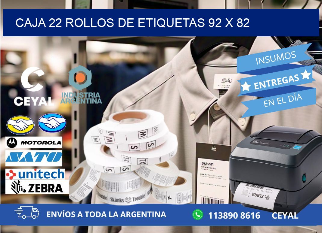 CAJA 22 ROLLOS DE ETIQUETAS 92 x 82