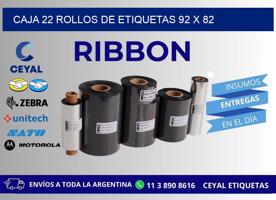 CAJA 22 ROLLOS DE ETIQUETAS 92 x 82