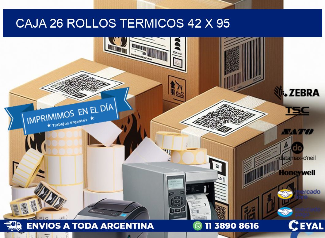 CAJA 26 ROLLOS TERMICOS 42 x 95