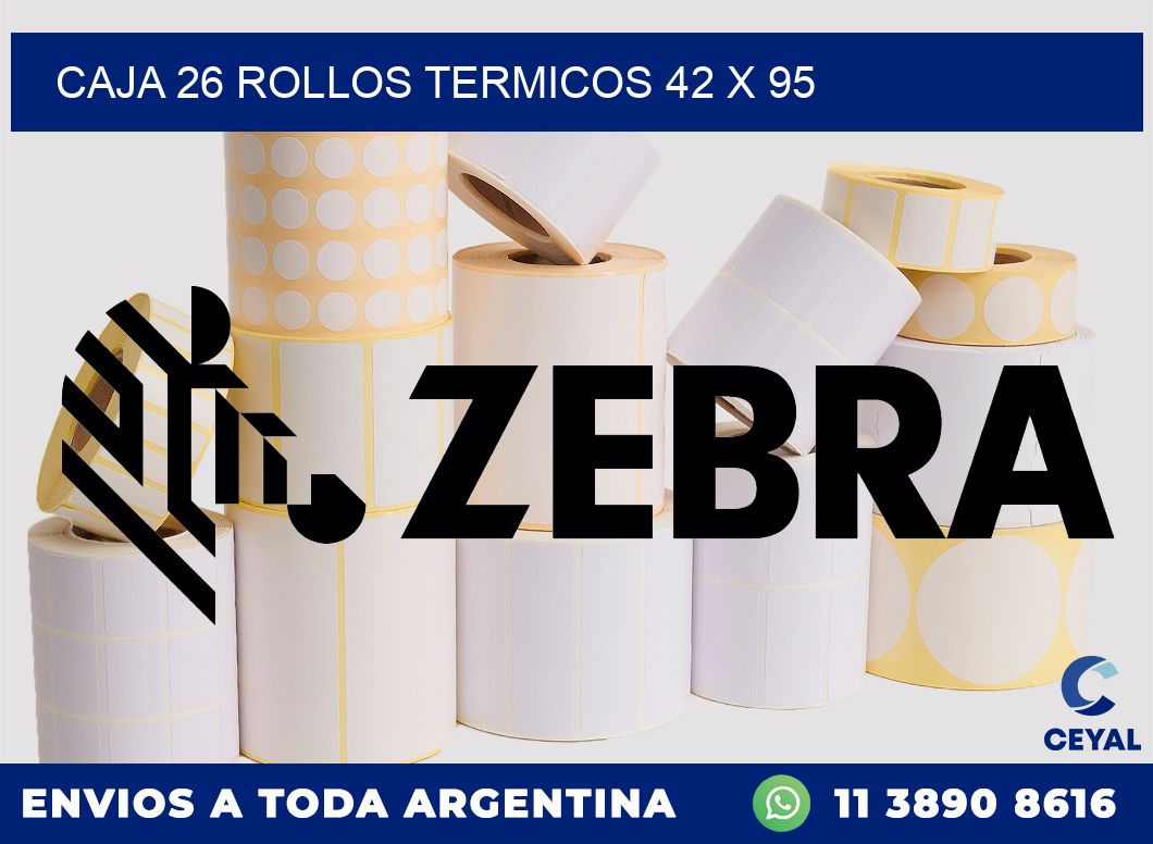 CAJA 26 ROLLOS TERMICOS 42 x 95