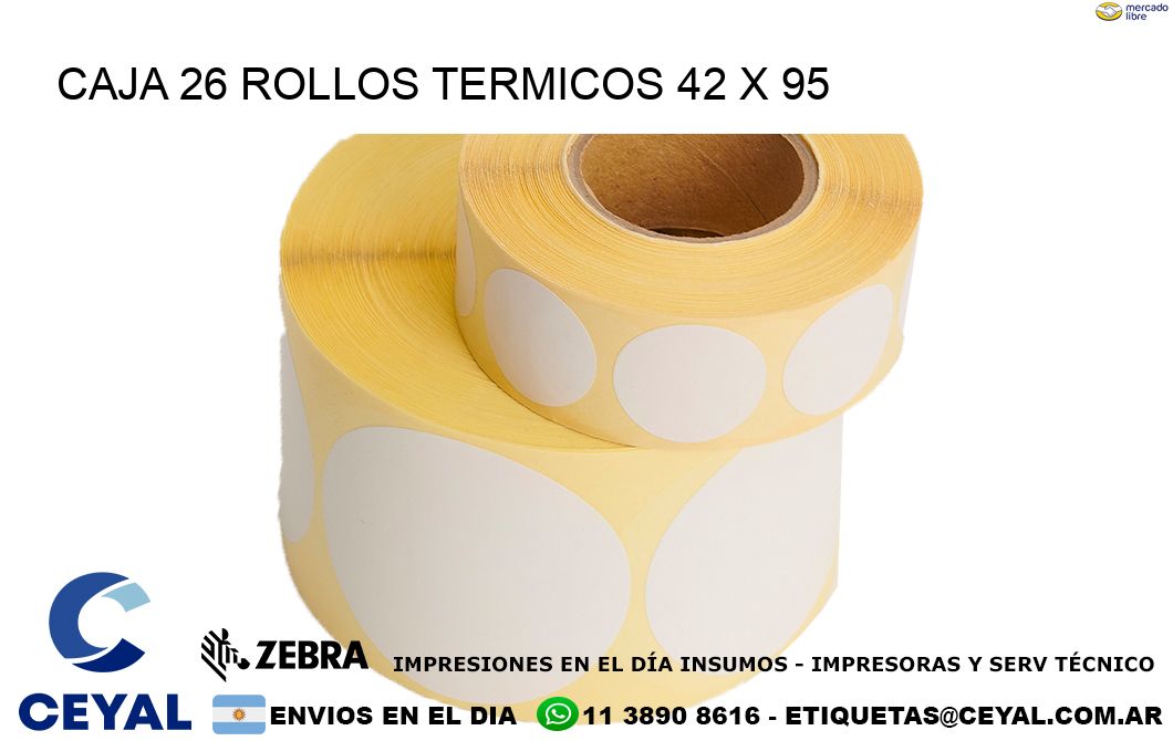 CAJA 26 ROLLOS TERMICOS 42 x 95