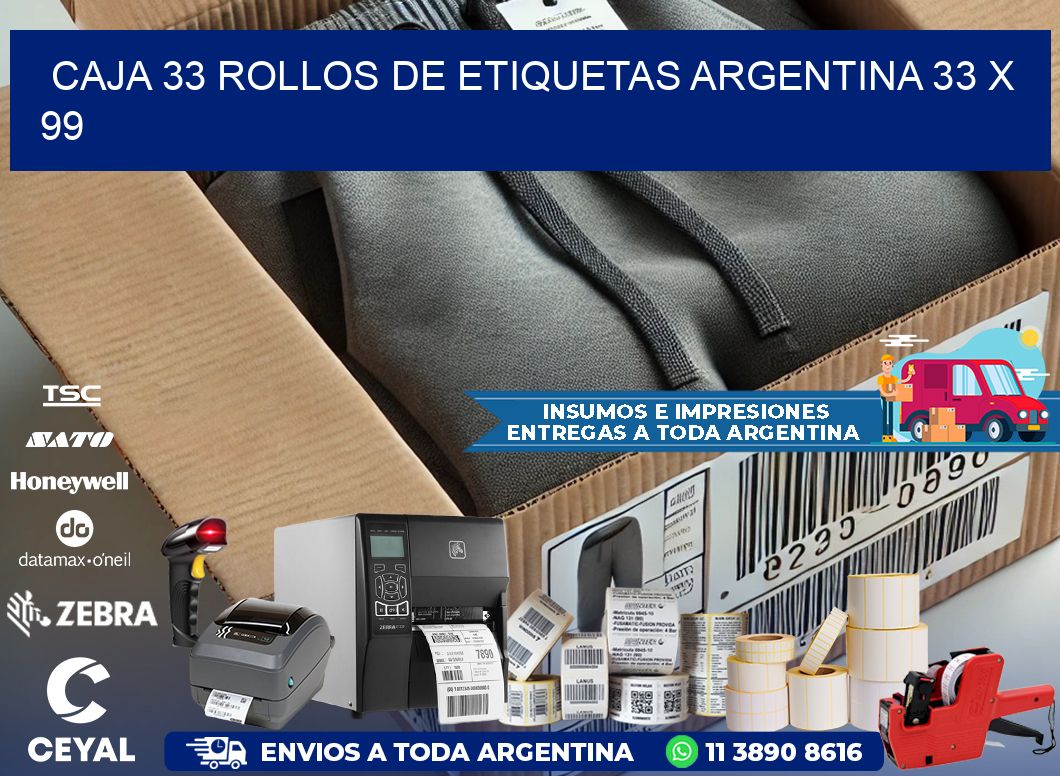 CAJA 33 ROLLOS DE ETIQUETAS ARGENTINA 33 x 99