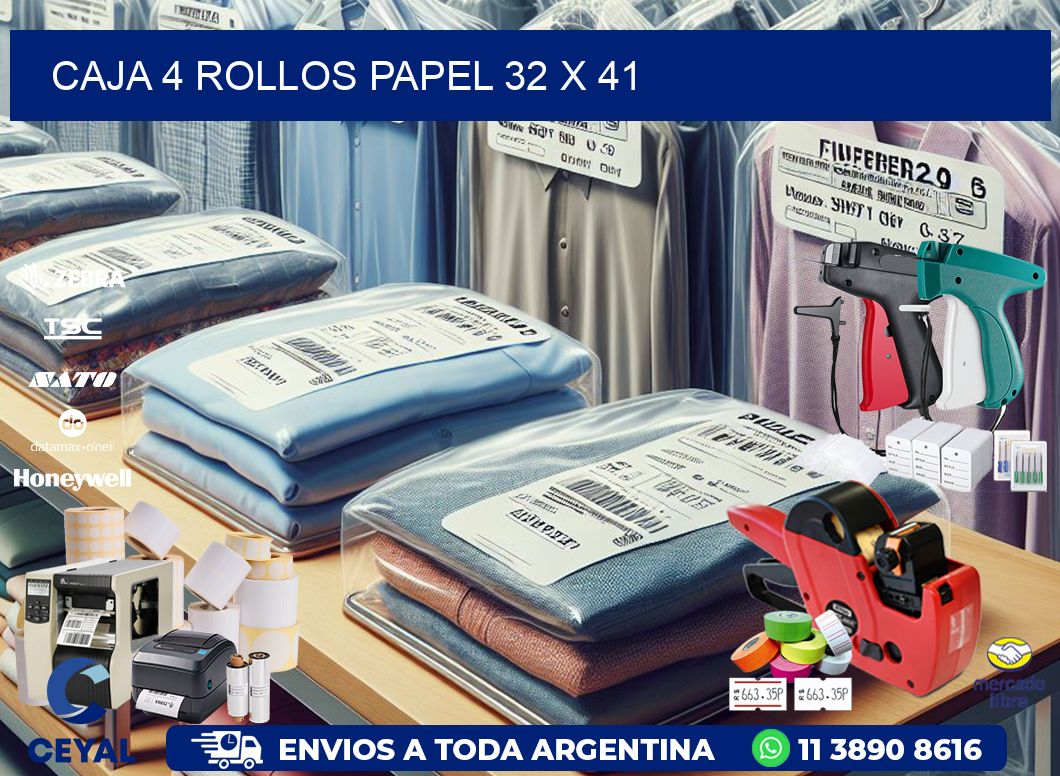CAJA 4 ROLLOS PAPEL 32 x 41