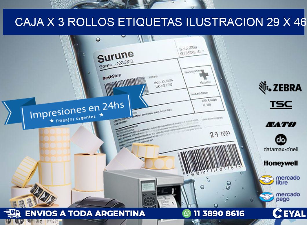 Caja X 3 Rollos Etiquetas Ilustracion 29 x 46