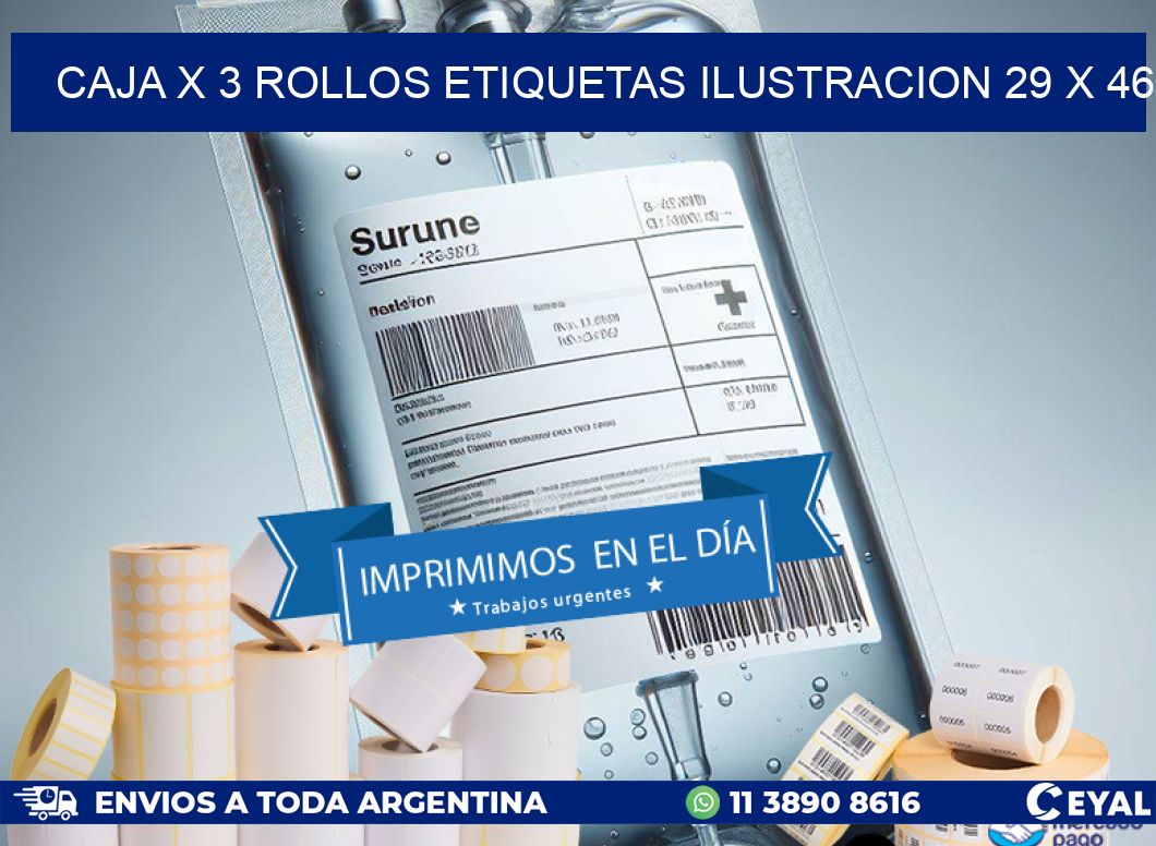 Caja X 3 Rollos Etiquetas Ilustracion 29 x 46