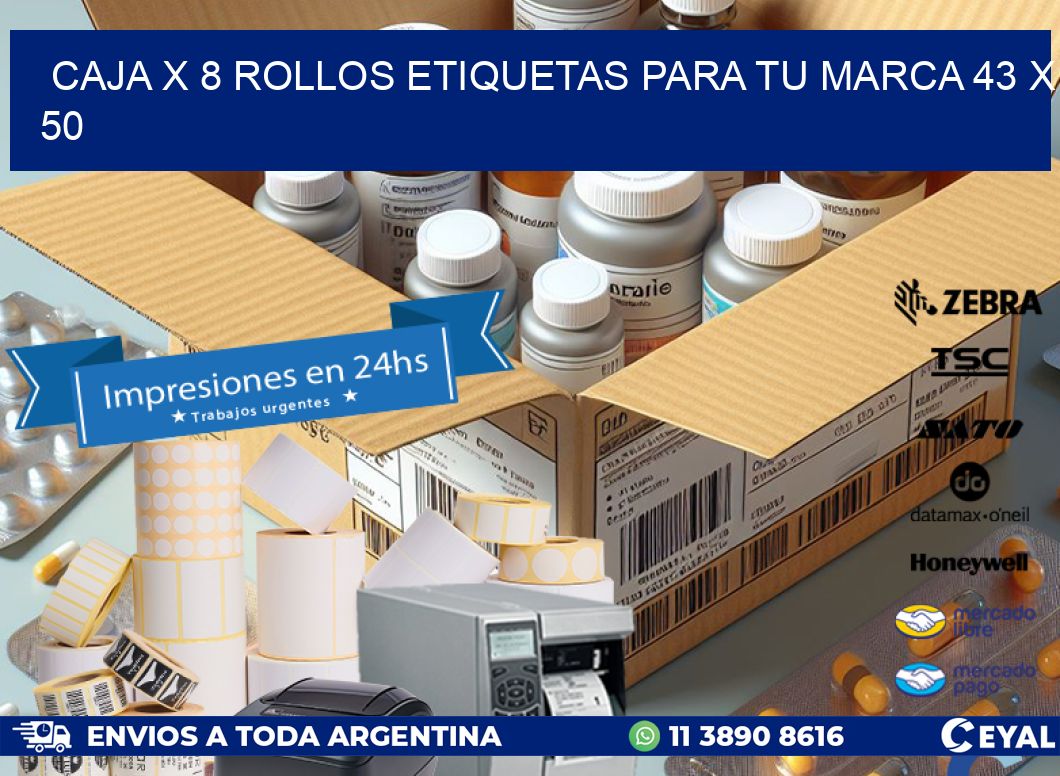 Caja X 8 Rollos Etiquetas para tu marca 43 x 50