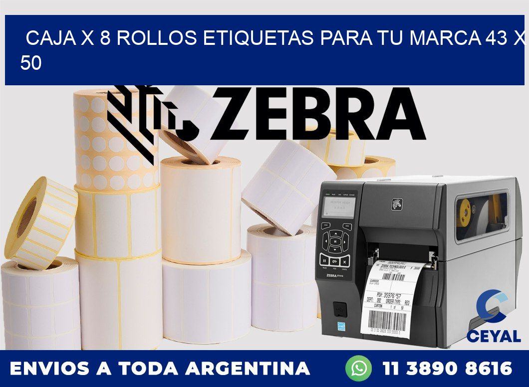 Caja X 8 Rollos Etiquetas para tu marca 43 x 50