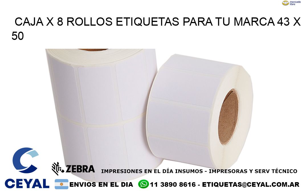 Caja X 8 Rollos Etiquetas para tu marca 43 x 50