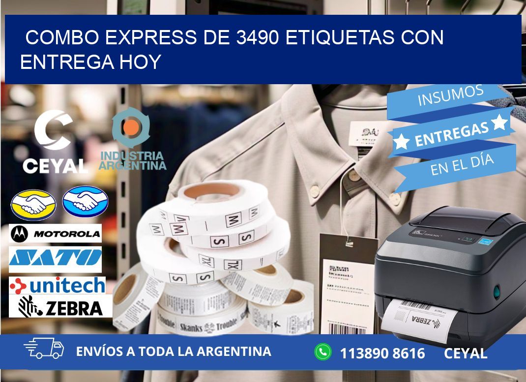 Combo express de 3490 etiquetas con entrega hoy