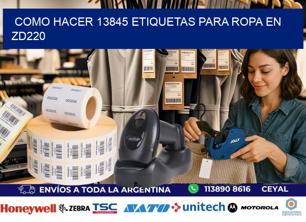 Como hacer 13845 etiquetas para ropa en zd220