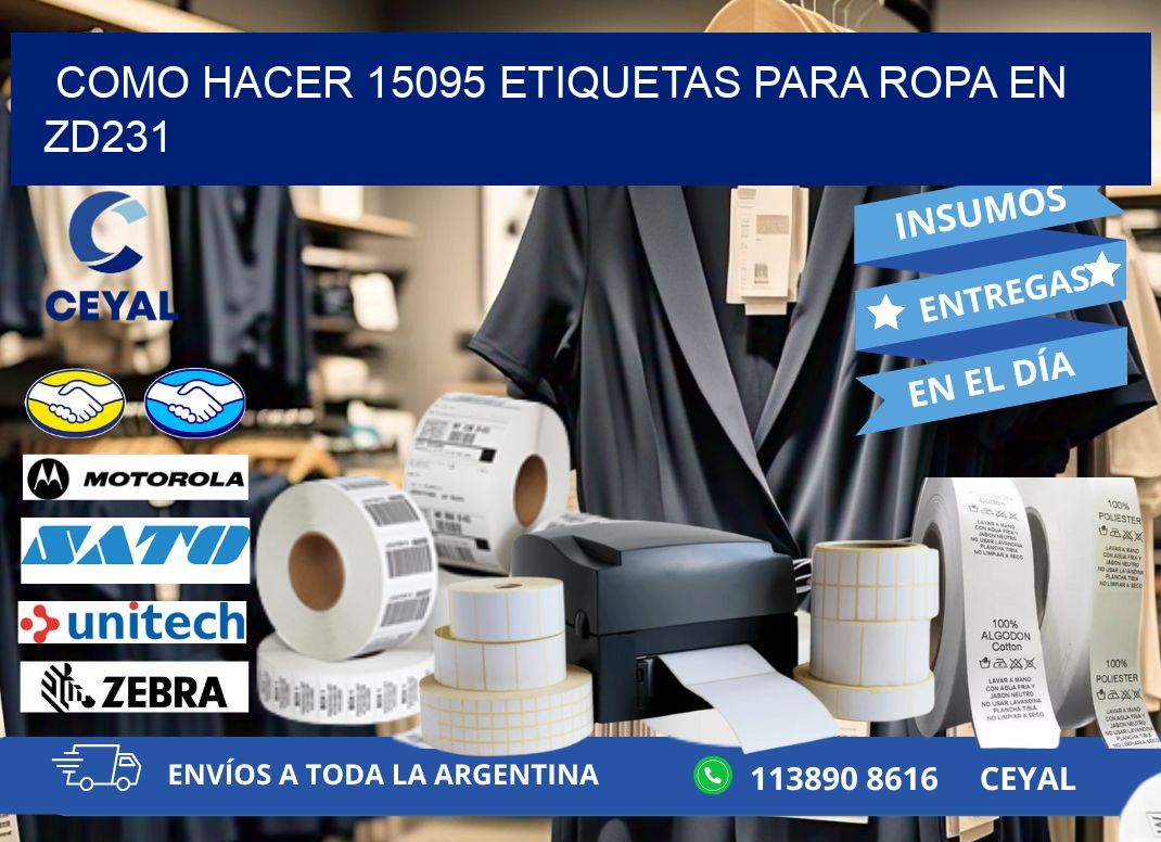 Como hacer 15095 etiquetas para ropa en zd231