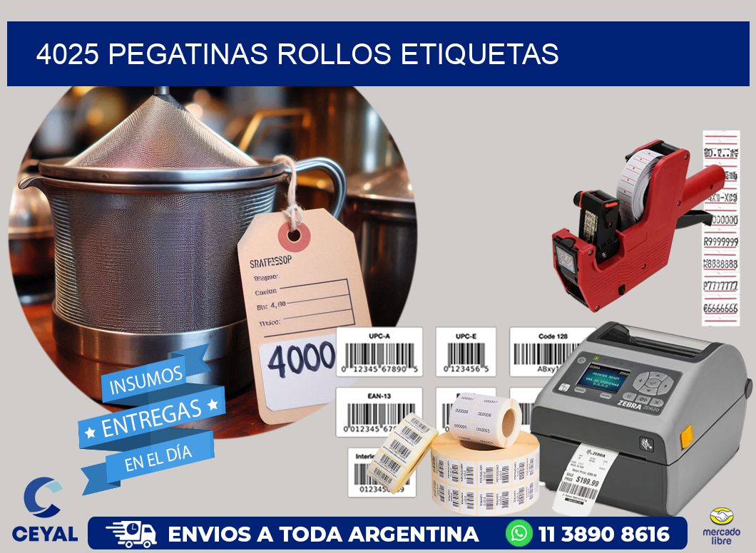 4025 Pegatinas rollos etiquetas