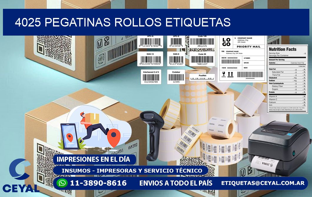 4025 Pegatinas rollos etiquetas