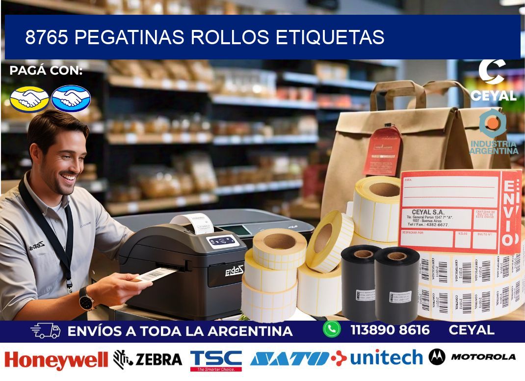 8765 Pegatinas rollos etiquetas
